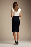 Black and White Bodycon Boat Neck Formal Dress