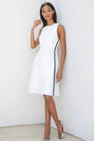 White A Line Satin Formal Dress
