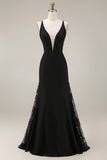 Black Mermaid Satin Wedding Guest Dress With Lace