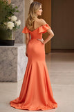 Off The Shoulder Orange Mermaid Ruffles Prom Dress