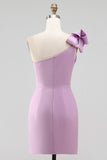 White One Shoulder Bow Bodycon Graduation Dress
