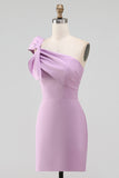 White One Shoulder Bow Bodycon Graduation Dress