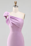 White One Shoulder Bow Bodycon Graduation Dress