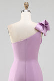 White One Shoulder Bow Bodycon Graduation Dress