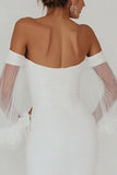 White Off the Shoulder Chiffon Graduation Dress