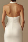 Mermaid Halter Satin White Wedding Dress