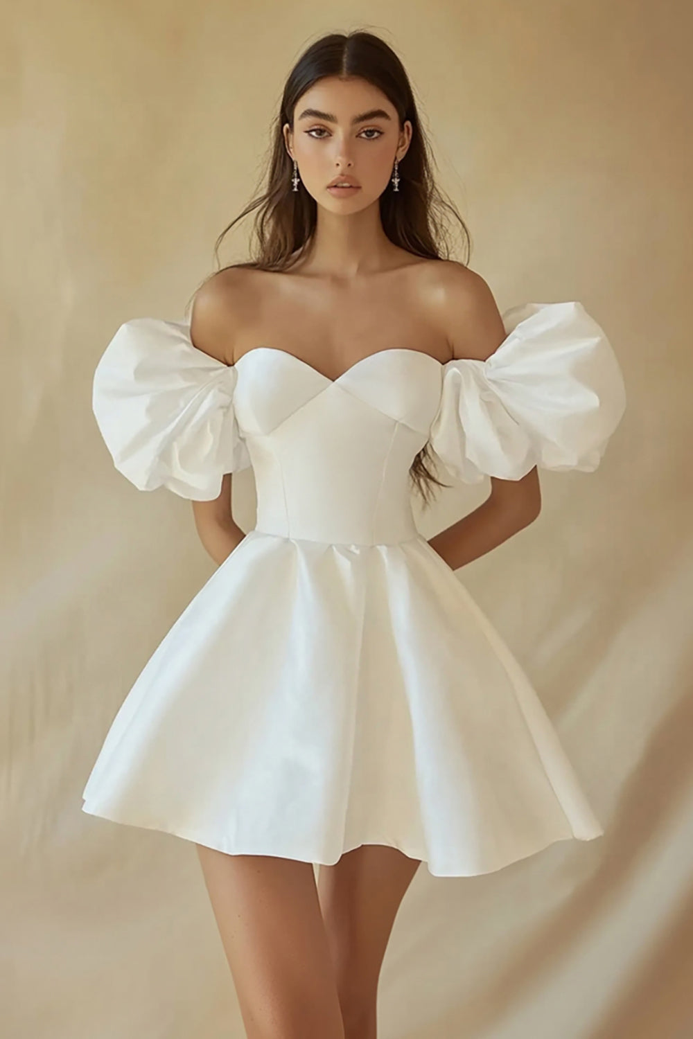 ZAPAKA Women Off the Shoulder Graduation Dress with Puff Sleeves A Line Little White Dress Zapaka CA ZAPAKA Women Off the Shoulder Graduation Dress with Puff Sleeves A Line Little White Dress Zapaka CA