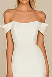 White Off The Shoulder Mermaid Satin Chiffon Wedding Dress