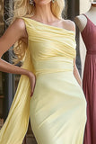 Daffodil One Shoulder Chiffon Mermaid Prom Dress with Streamer