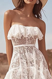 White Lace High-Low A Line Graduation Dress