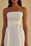 White Bodycon Short Graduation Dress with Bow