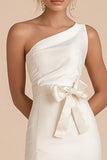 White Bodycon One Shoulder Short Graduation Dress with Slit