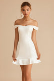 Off the Shoulder White Bodycon Graduation Dress