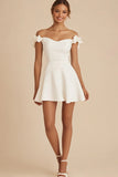 White A Line Short Graduation Dress with Ruffles