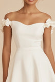 White A Line Short Graduation Dress with Ruffles