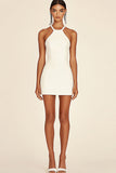 White Sleeveless Satin Short Graduation Dress
