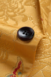 Yellow Notched Lapel Floral One Button Men's Blazer