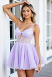 Lilac Corset Sequin A Line Homecoming Dress