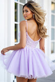 Lilac Corset Sequin A Line Homecoming Dress