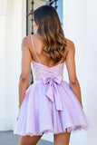 Sparkly Sequin Lilac Corset A Line Cocktail Dress