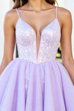 Sparkly Sequin Lilac Corset A Line Cocktail Dress
