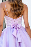 Sparkly Sequin Lilac Corset A Line Cocktail Dress