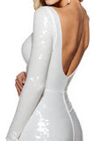 Sparkly White V Neck Bodycon Short Prom Dress