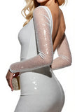 Sparkly White Satin Bodycon Short Prom Dress