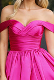Off The Shoulder Fuchsia A Line Short Prom Dress
