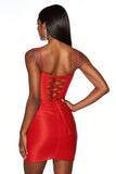 Orange Bodycon Spaghetti Straps Mini Cocktail Dress