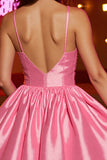 Pink Satin A Line Corset Short Prom Dress