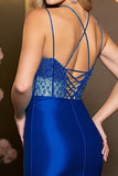 Sparkly Royal Blue Satin Bodycon Short Cocktail Dress with Keyhole