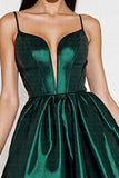 Dark Green Satin Corset A Line Short Prom Dress