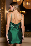 Sparkly Dark Green Sequin Bodycon Corset Short Prom Dress