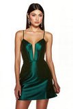 Dark Green Corset Satin Short Cocktail Dress