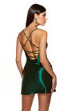 Dark Green Corset Satin Short Cocktail Dress