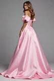 Pink Sweetheart Ruffled A Line Prom Dress With 3D Flower