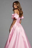 Pink Sweetheart Ruffled A Line Prom Dress With 3D Flower