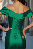 Off The Shoulder Dark Green Cut Out Bodycon Cocktail Dress