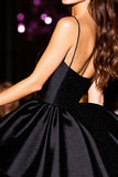Corset A Line Satin Little Black Dress