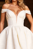 Off The Shoulder A Line White Cocktail Dress