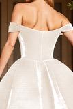 Off The Shoulder A Line White Cocktail Dress