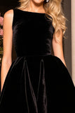Velvet A Line Simple Little Black Dress