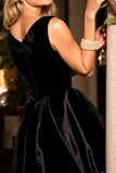Velvet A Line Simple Little Black Dress