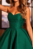 Strapless Dark Green A Line Short Prom Dress