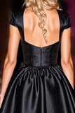 Black Corset A Line Short Prom Dress