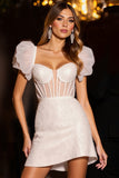 Ivory Corset Short Prom Dress with Ruffles