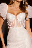Ivory Corset Short Prom Dress with Ruffles