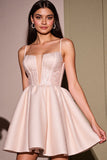 Blush Corset Short A Line Short Prom Dress