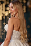Ivory A Line Satin Strapless Corset Short Prom Dress